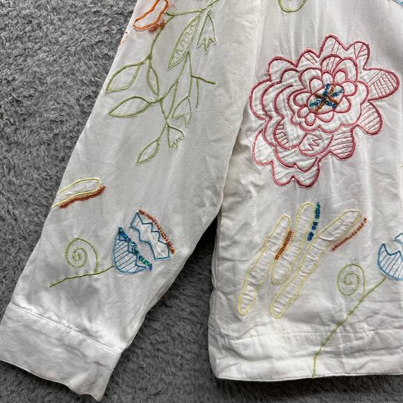 Vintage Alex Kim Women's Large Floral Embroidered Jacket Button Up Lined‎ EUC - Picture 4 of 11